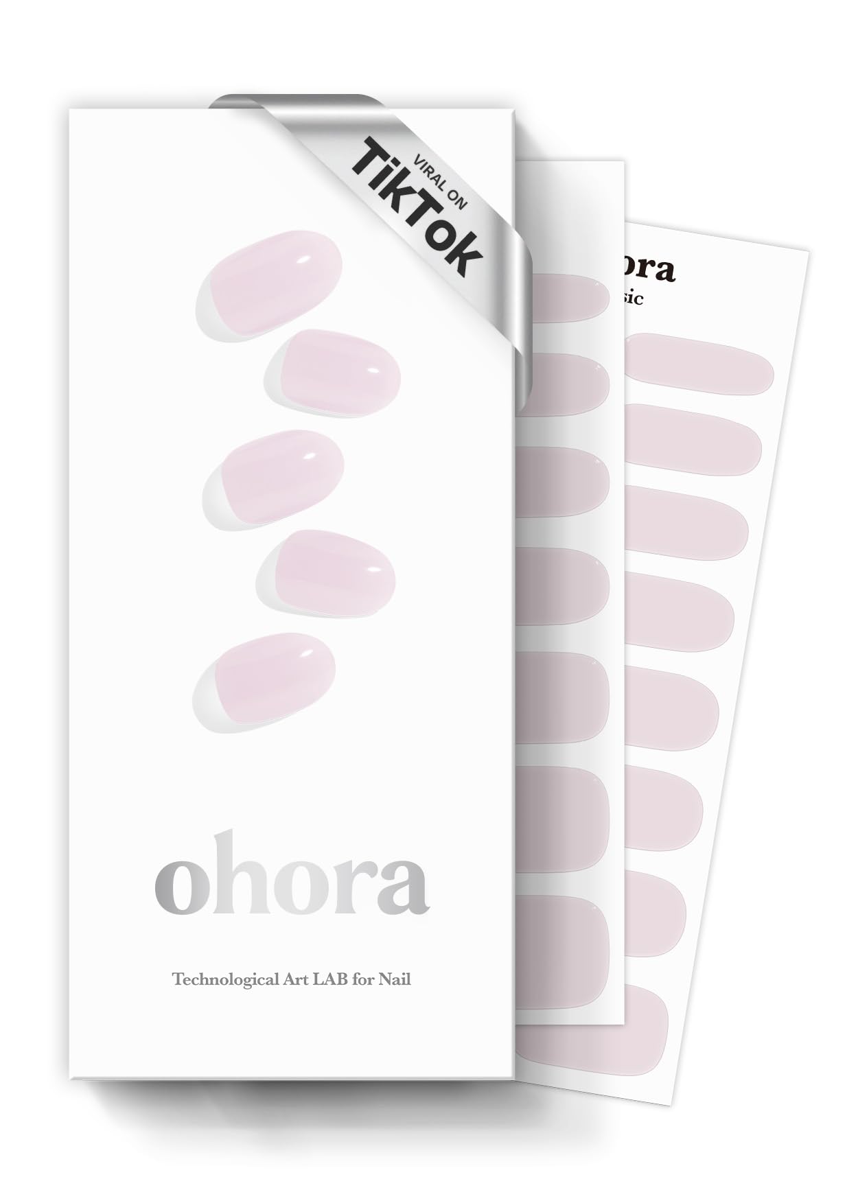 ohora Semi Cured Gel Nail Strips (N Cream Glow) - Pink, Solid, Works with Any UV/LED Lamps, Salon-Quality, Long Lasting, Easy to Apply & Remove - Includes 2 Prep Pads, Nail File & Wooden Stick
