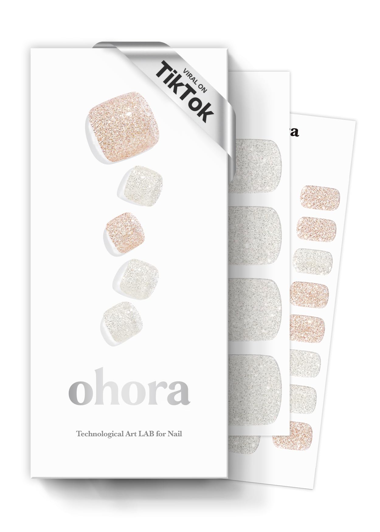 ohora Semi Cured Gel Nail Strips (N Cream Glow) - Pink, Solid, Works with Any UV/LED Lamps, Salon-Quality, Long Lasting, Easy to Apply & Remove - Includes 2 Prep Pads, Nail File & Wooden Stick