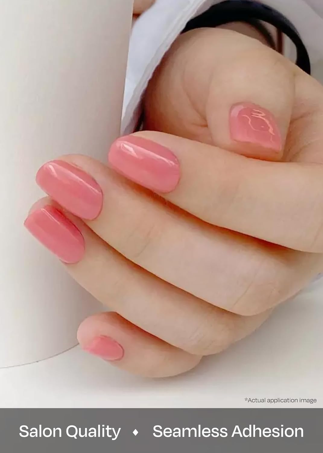 ohora Semi Cured Gel Nail Strips (N Cream Glow) - Pink, Solid, Works with Any UV/LED Lamps, Salon-Quality, Long Lasting, Easy to Apply & Remove - Includes 2 Prep Pads, Nail File & Wooden Stick