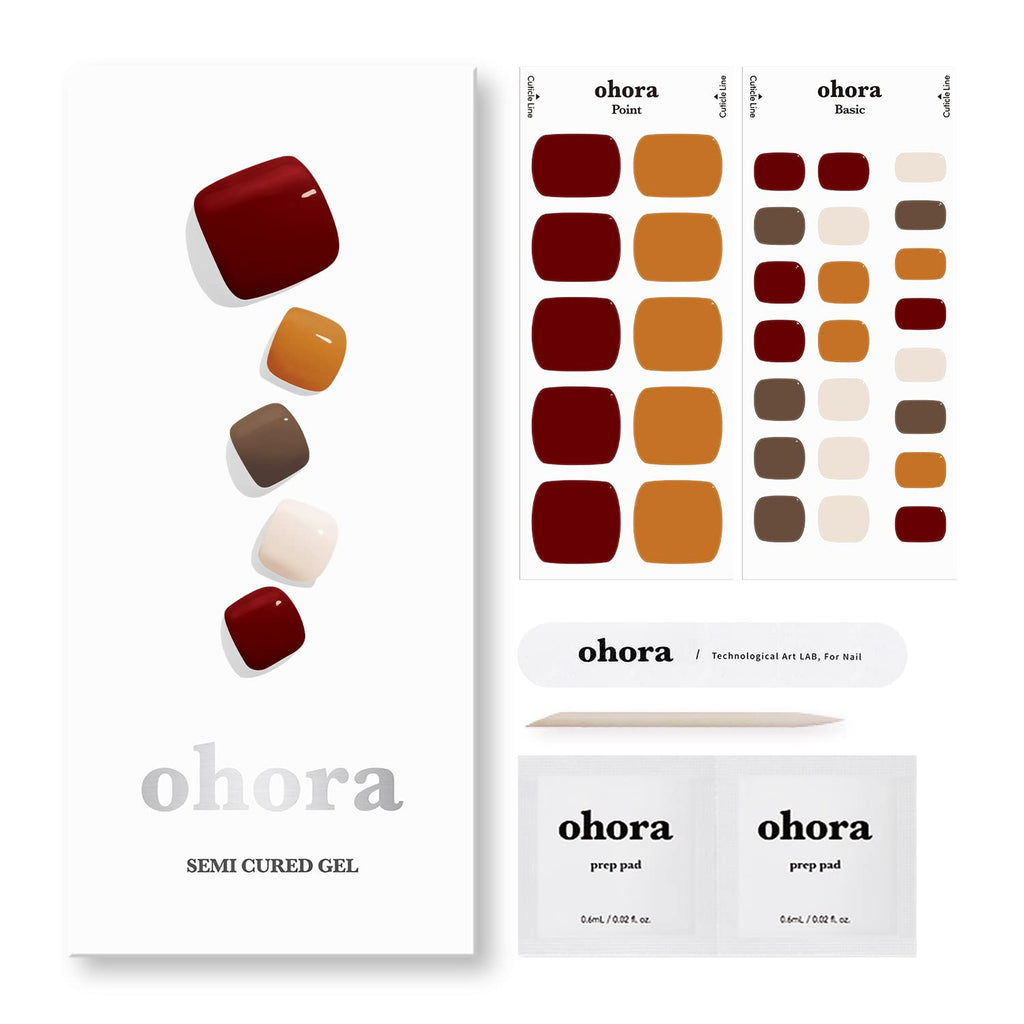 ohora Semi Cured Gel Nail Strips (N Cream Glow) - Pink, Solid, Works with Any UV/LED Lamps, Salon-Quality, Long Lasting, Easy to Apply & Remove - Includes 2 Prep Pads, Nail File & Wooden Stick