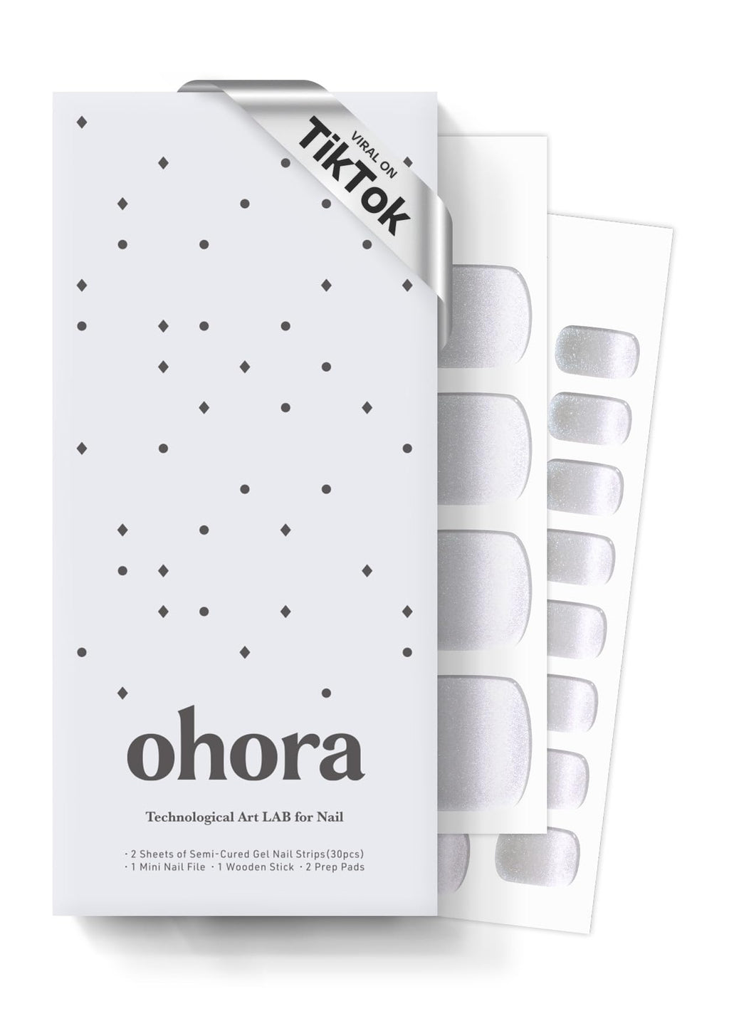 ohora Semi Cured Gel Nail Strips (N Cream Glow) - Pink, Solid, Works with Any UV/LED Lamps, Salon-Quality, Long Lasting, Easy to Apply & Remove - Includes 2 Prep Pads, Nail File & Wooden Stick