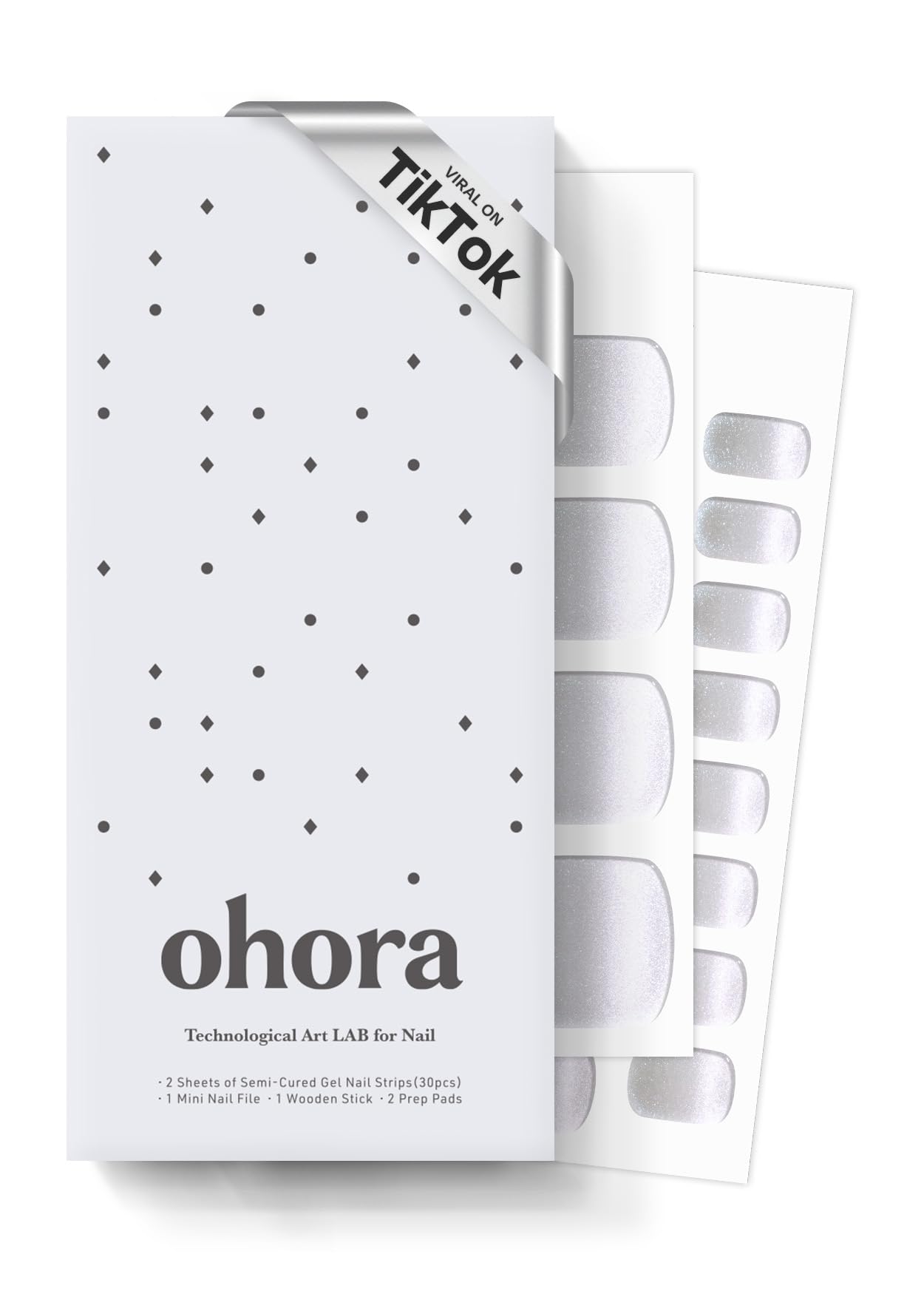 ohora Semi Cured Gel Nail Strips (N Cream Glow) - Pink, Solid, Works with Any UV/LED Lamps, Salon-Quality, Long Lasting, Easy to Apply & Remove - Includes 2 Prep Pads, Nail File & Wooden Stick