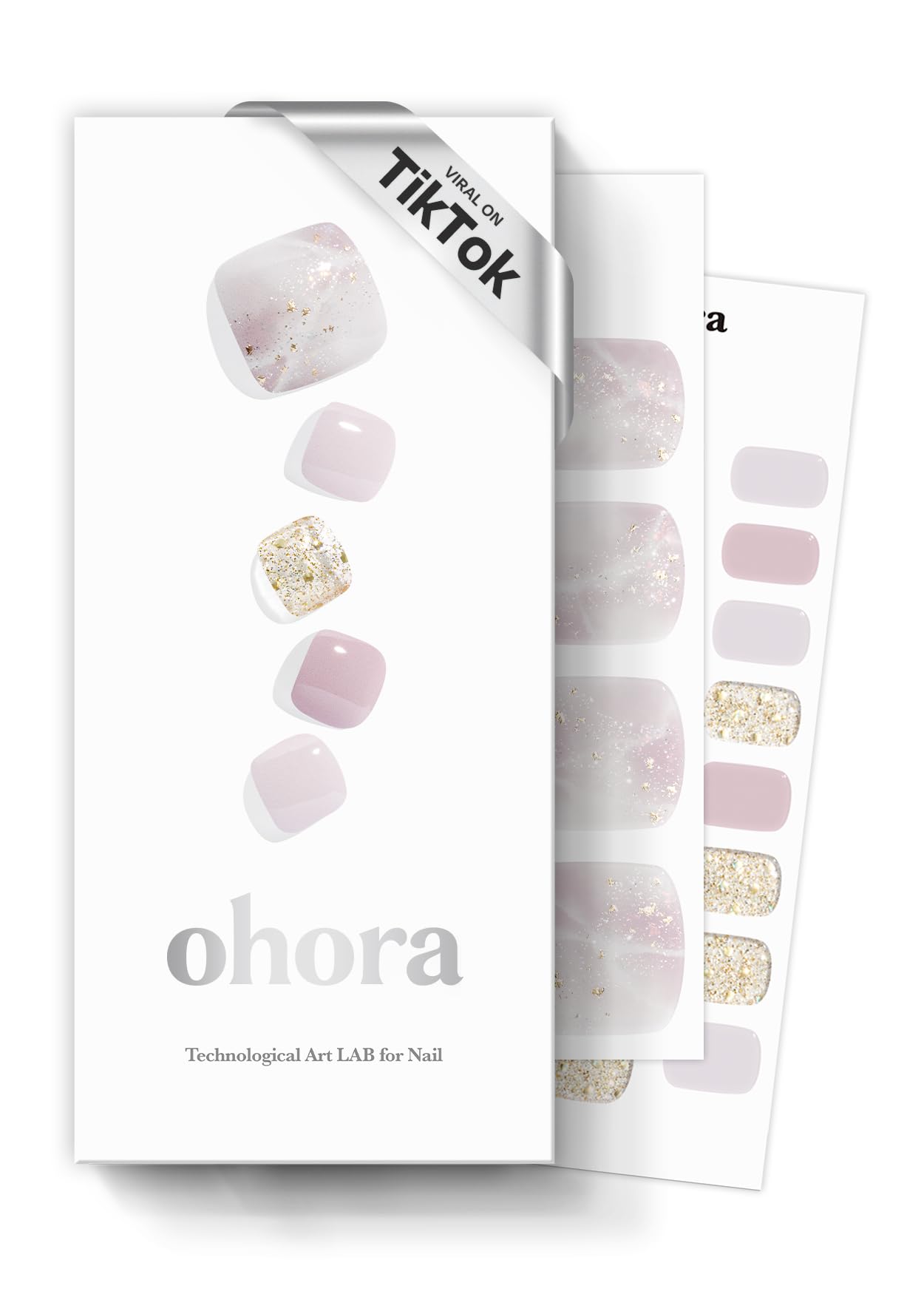 ohora Semi Cured Gel Nail Strips (N Cream Glow) - Pink, Solid, Works with Any UV/LED Lamps, Salon-Quality, Long Lasting, Easy to Apply & Remove - Includes 2 Prep Pads, Nail File & Wooden Stick