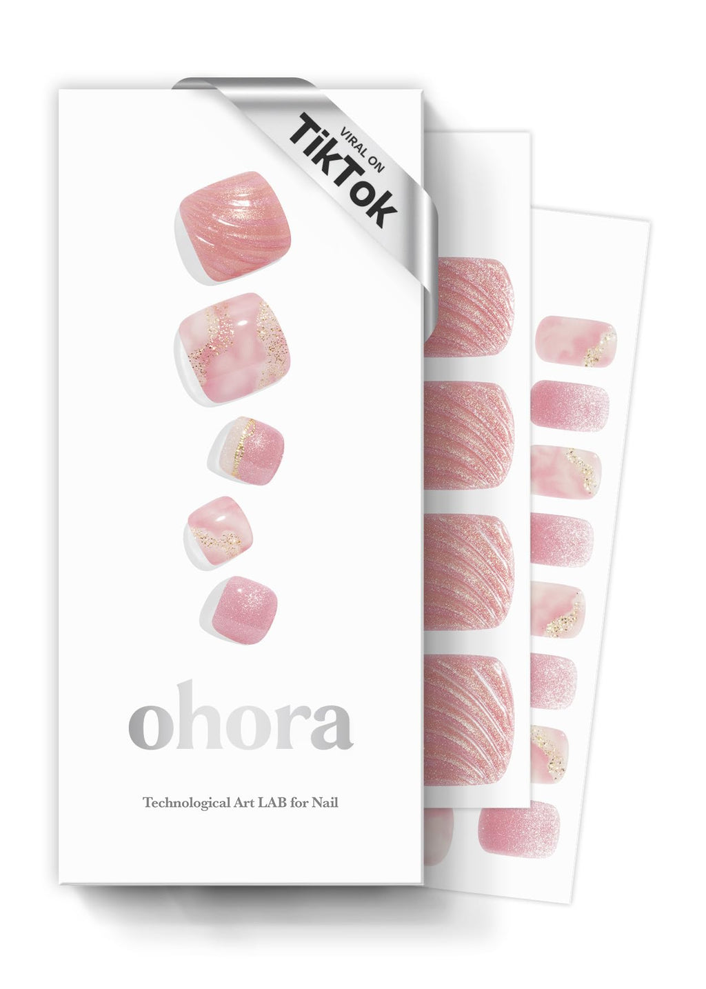 ohora Semi Cured Gel Nail Strips (N Cream Glow) - Pink, Solid, Works with Any UV/LED Lamps, Salon-Quality, Long Lasting, Easy to Apply & Remove - Includes 2 Prep Pads, Nail File & Wooden Stick