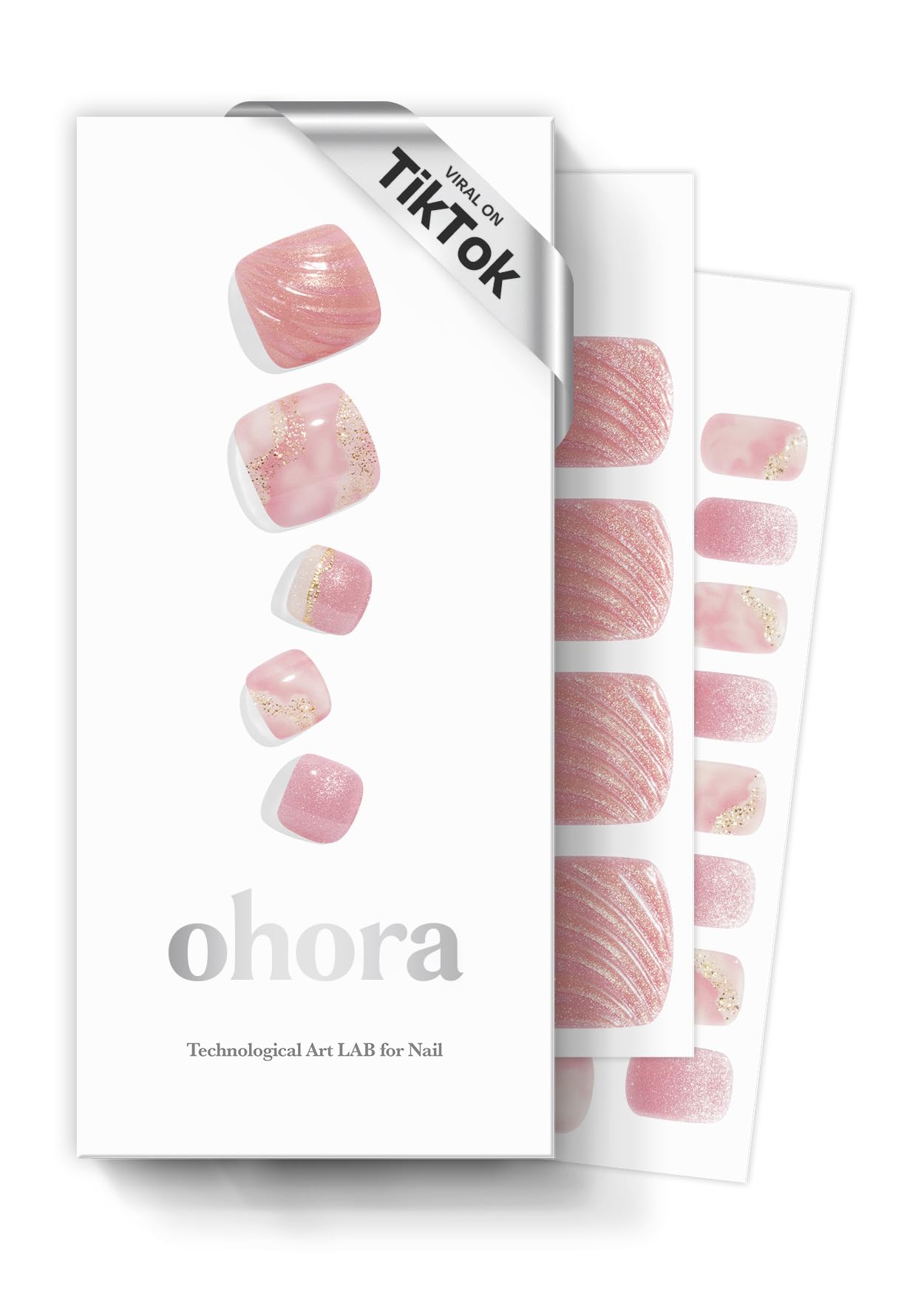 ohora Semi Cured Gel Nail Strips (N Cream Glow) - Pink, Solid, Works with Any UV/LED Lamps, Salon-Quality, Long Lasting, Easy to Apply & Remove - Includes 2 Prep Pads, Nail File & Wooden Stick