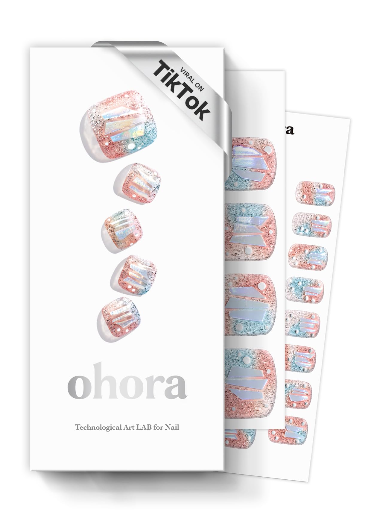 ohora Semi Cured Gel Nail Strips (N Cream Glow) - Pink, Solid, Works with Any UV/LED Lamps, Salon-Quality, Long Lasting, Easy to Apply & Remove - Includes 2 Prep Pads, Nail File & Wooden Stick