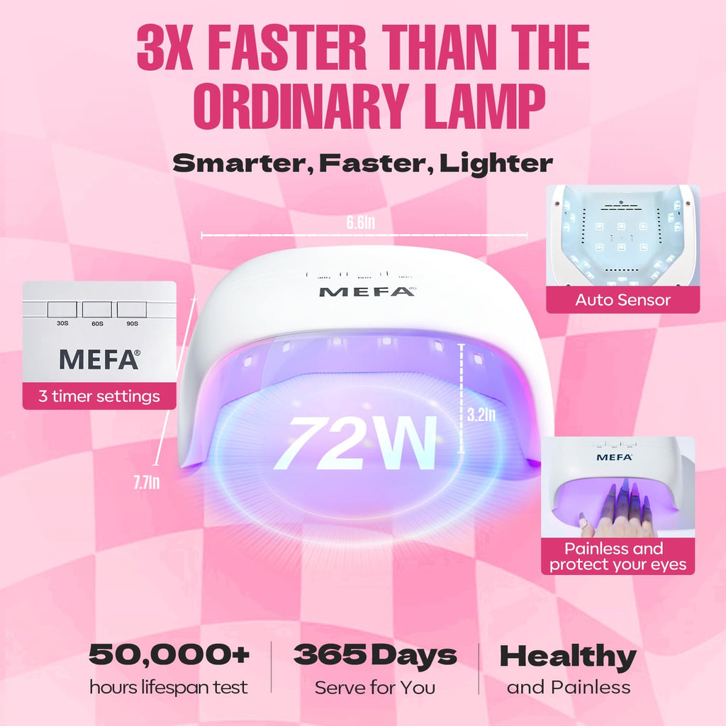 MEFA 42 Colors Gel Nail Polish Kit with U V Light, 59 Pcs All Seasons Collection Colorful Gel Polish Essential Set with 5 Psc Matte/Glossy Base Top Coat, Salon Gifts for Women